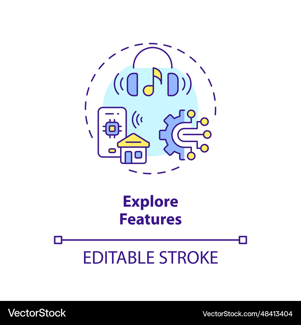 2d customizable explore features line icon concept vector image