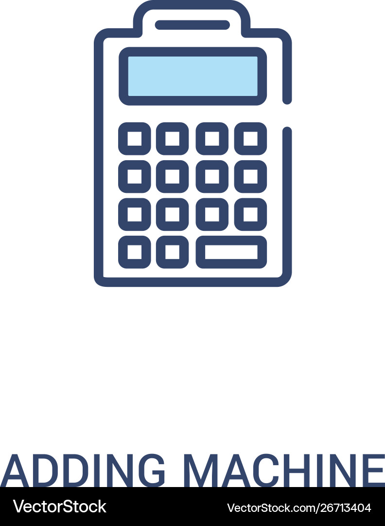 Adding machine concept 2 colored icon simple line Adding machine concept 2 colored icon simple line vector image