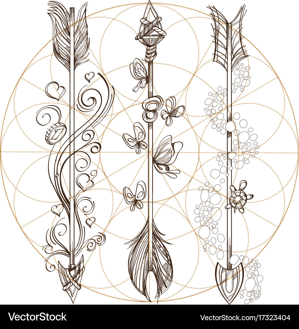 Arrows a set of elements in the style boho vector image