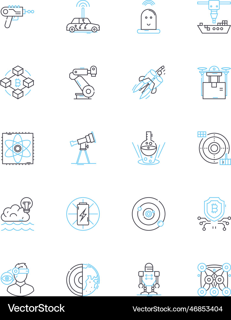 Automation science linear icons set robotics vector image