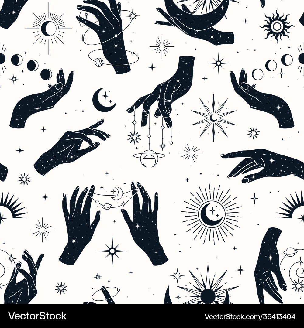 Celestial Hands Pattern vector image