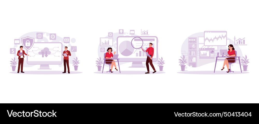 Employees access the network connection system Employees access the network connection system Vector Image