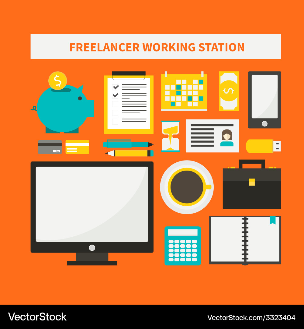 Freelance Work Objects Vector Image