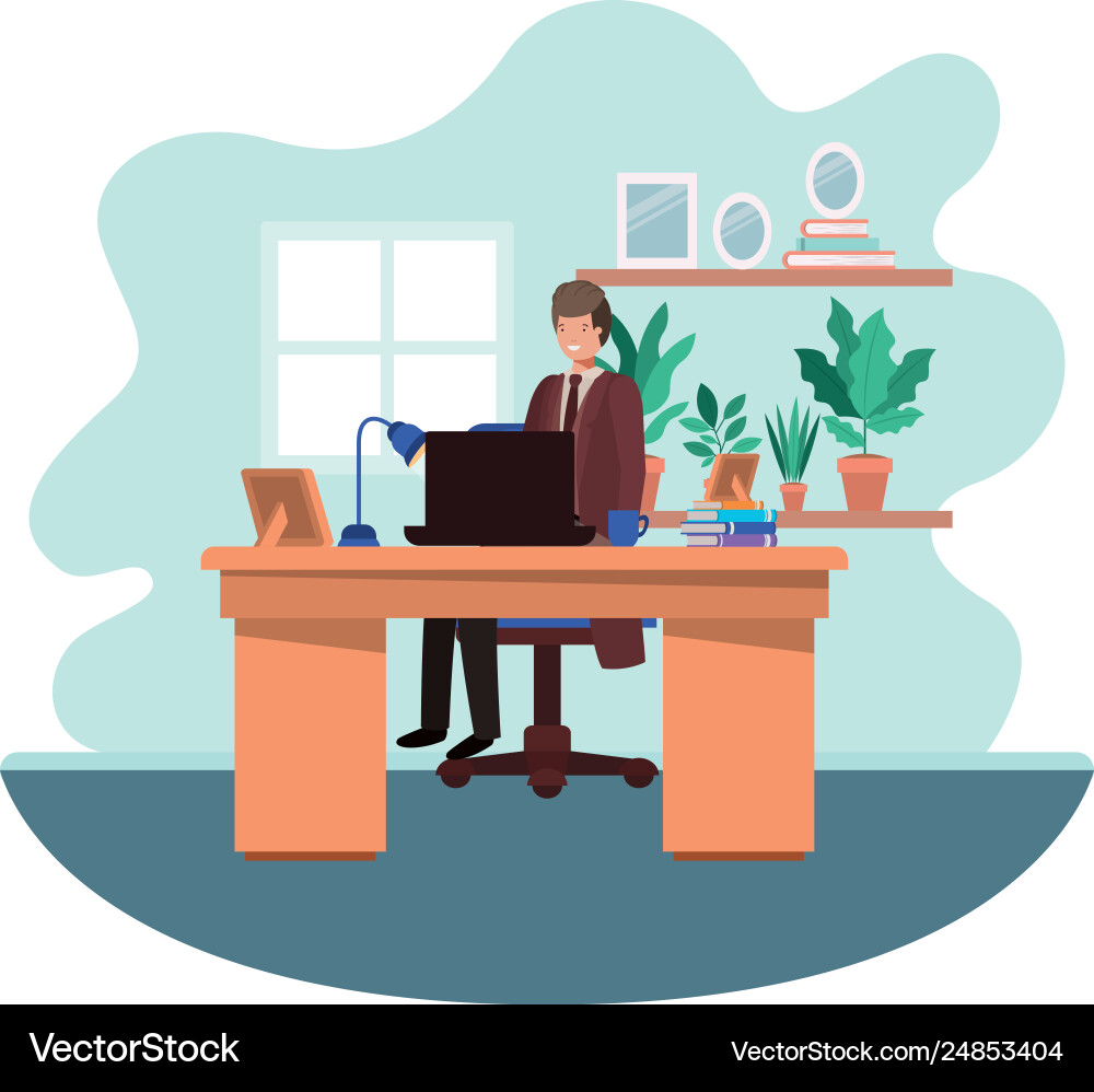 Man working in office avatar character vector image