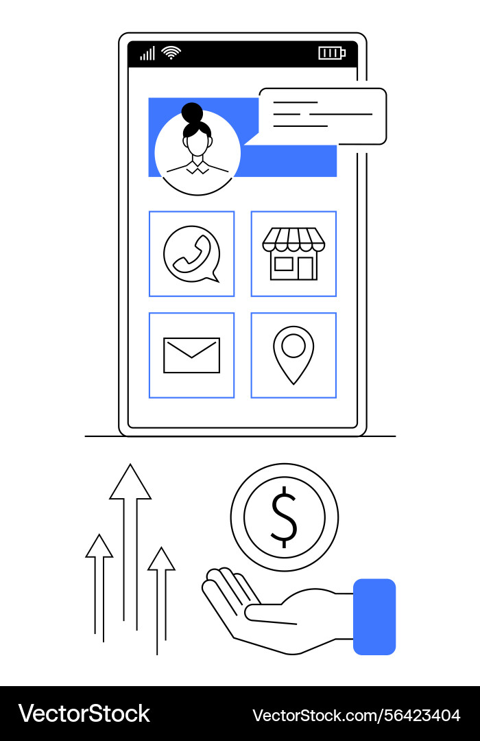 Mobile app interface with messaging contact Mobile app interface with messaging contact vector image