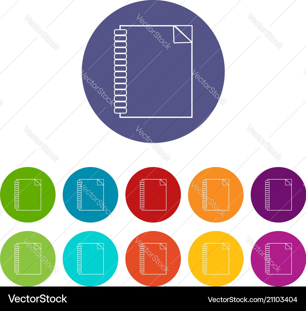 Notebook icons set color Vector Image