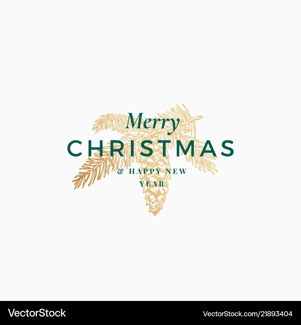 Retro Christmas Fir Branch Label Vector Image
