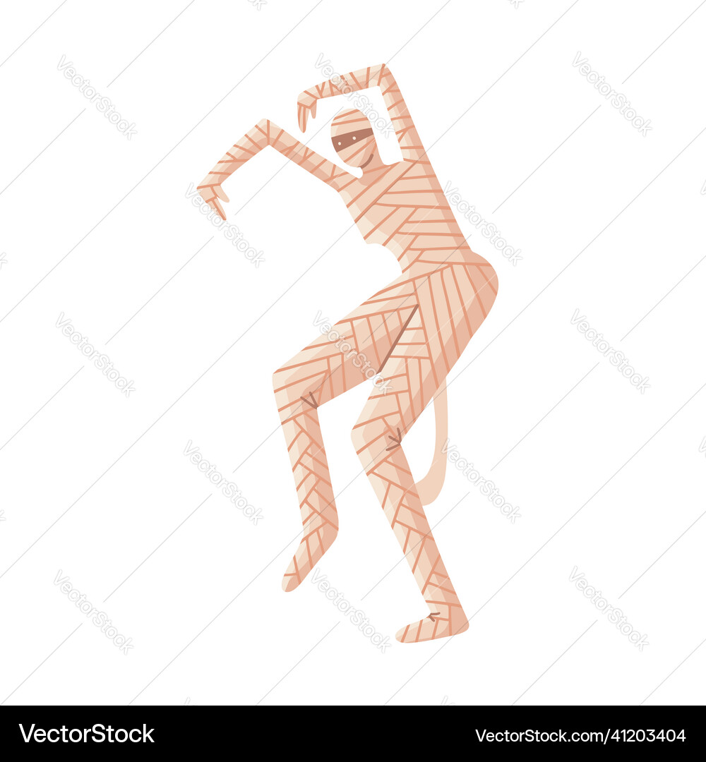 Scary mummy character attacking with hands up Scary mummy character attacking with hands up Vector Image