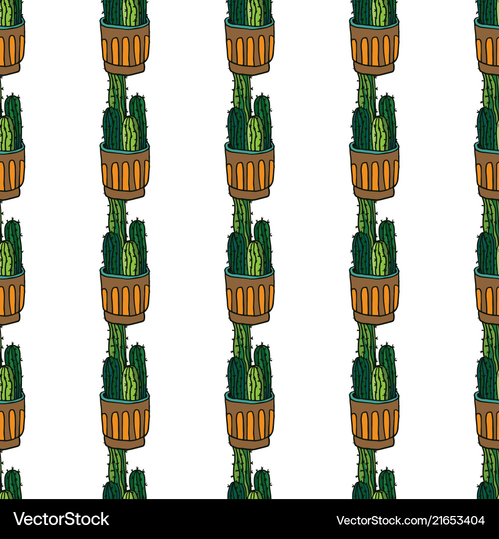 Seamless pattern with cactus Vector Image