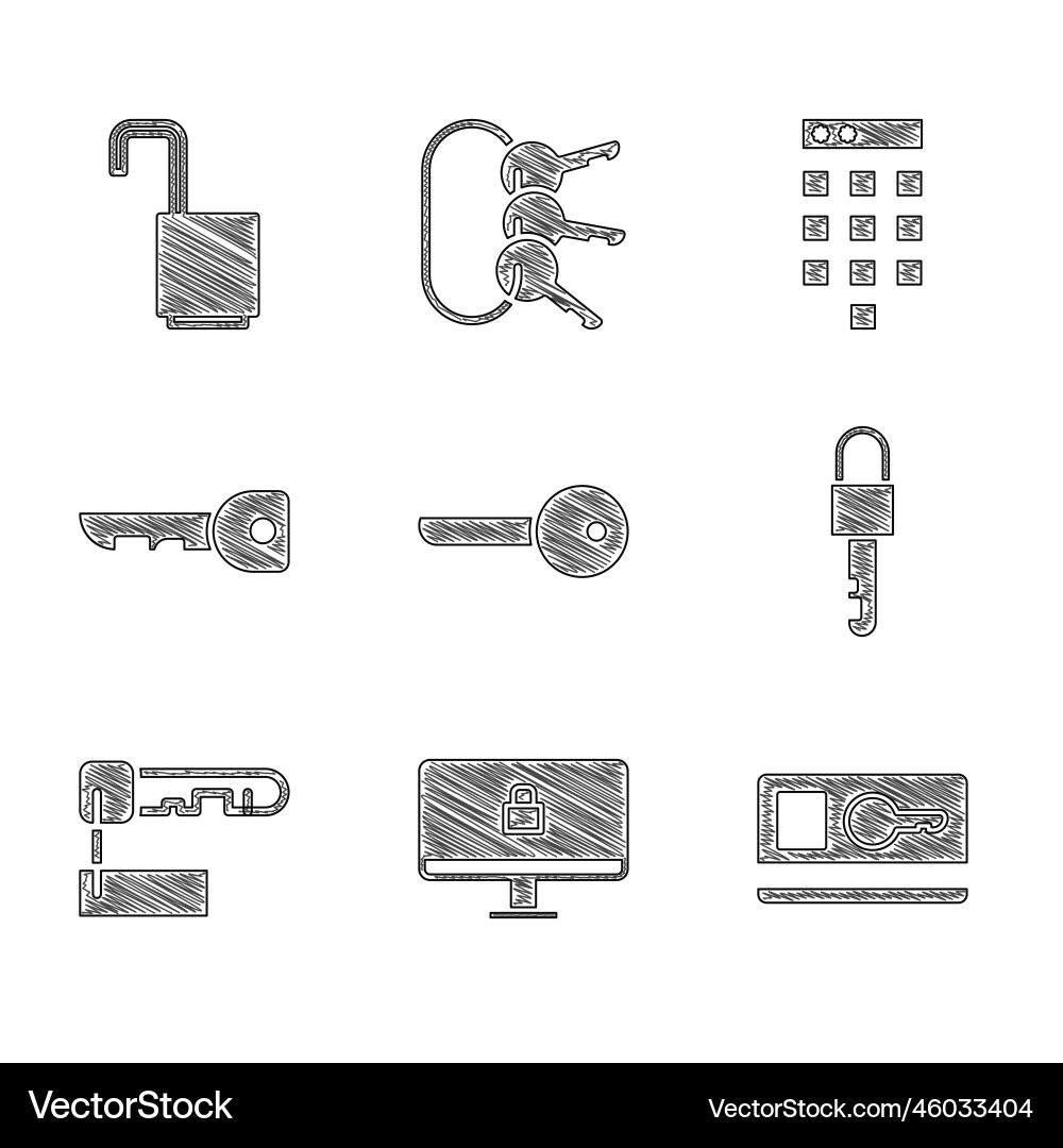 Set key lock on computer monitor card locked Set key lock on computer monitor card locked vector image