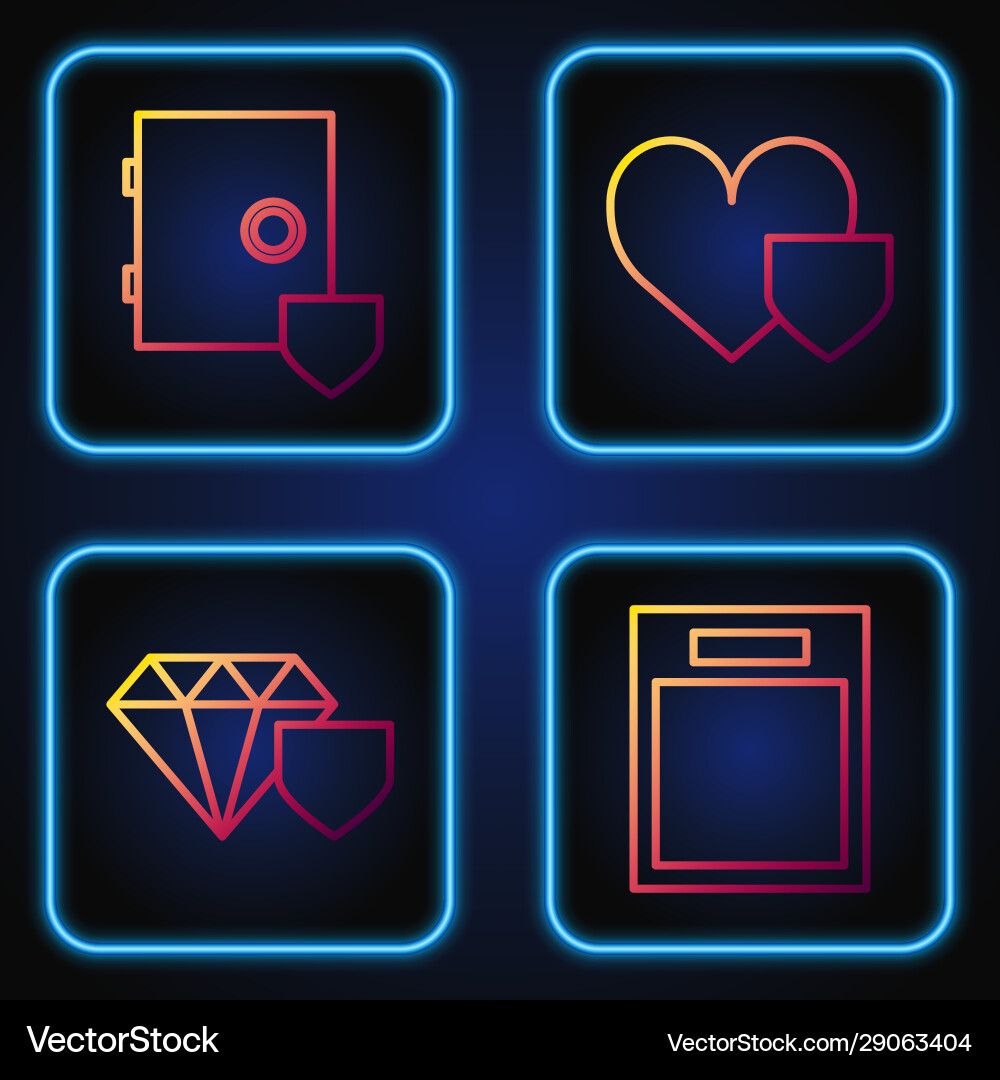 Set line empty form diamond with shield safe Set line empty form diamond with shield safe vector image