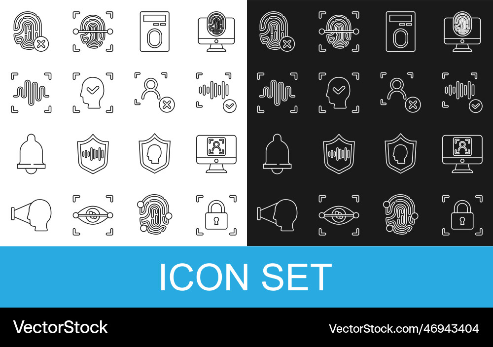 Set line fingerprint with lock face recognition Set line fingerprint with lock face recognition Vector Image
