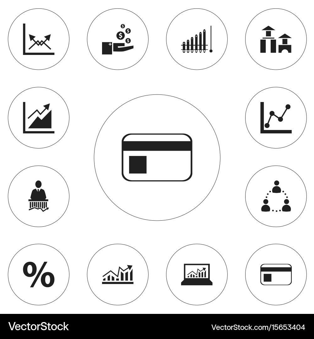 Set of 12 editable statistic icons includes vector image