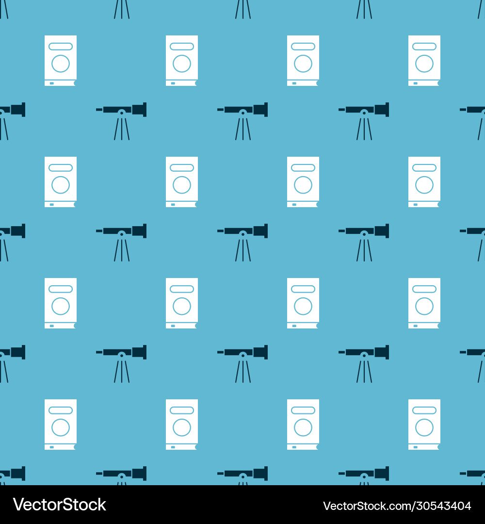 Set telescope and book on seamless pattern vector image