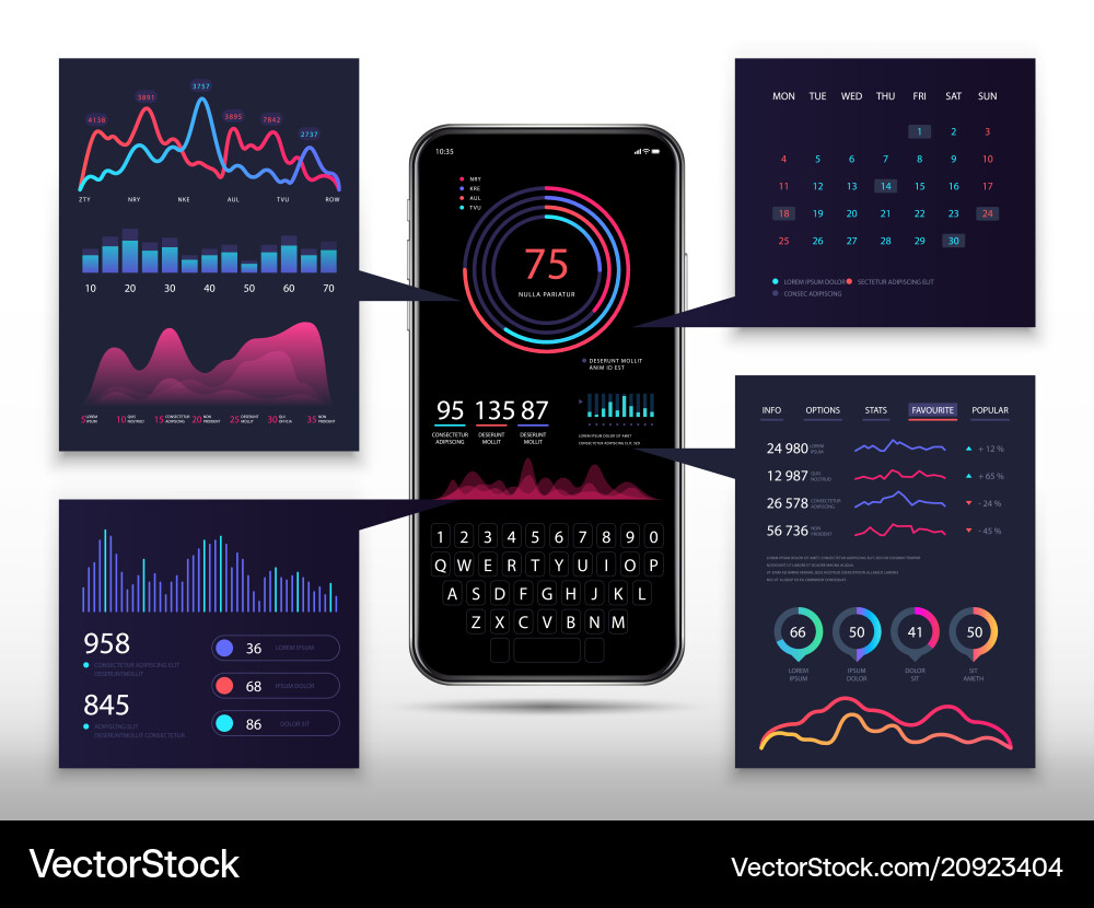 Smartphone App Data Chart Infographic vector image