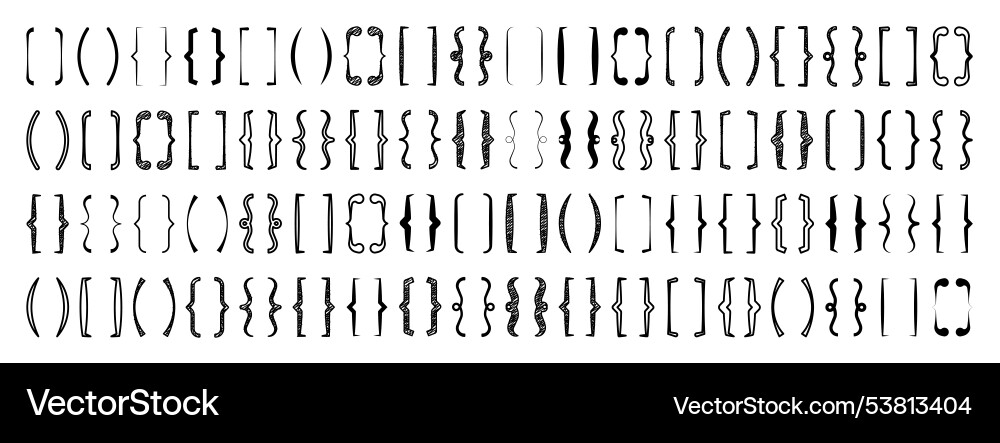 Various text brackets black quotation box curly Various text brackets black quotation box curly Vector Image