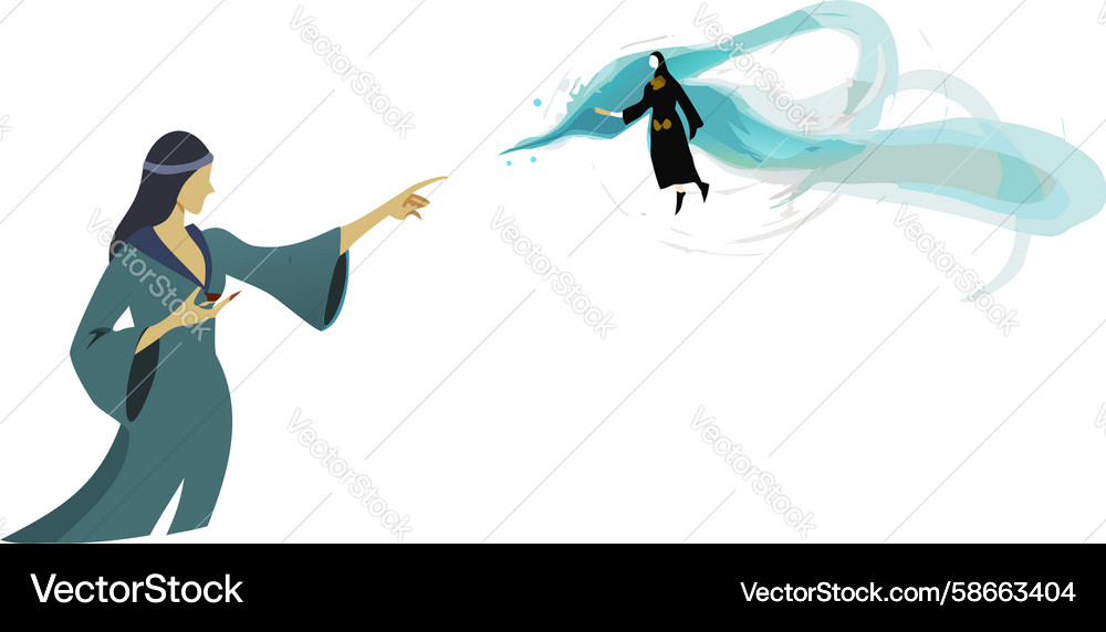 Wizard casting powerful spell dynamic flowing Vector Image