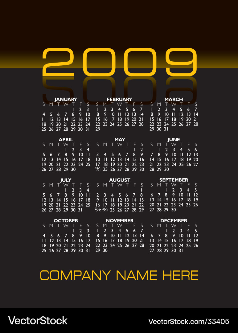 2009 Calendar - Bright Colors – Royalty-Free Vector | VectorStock
