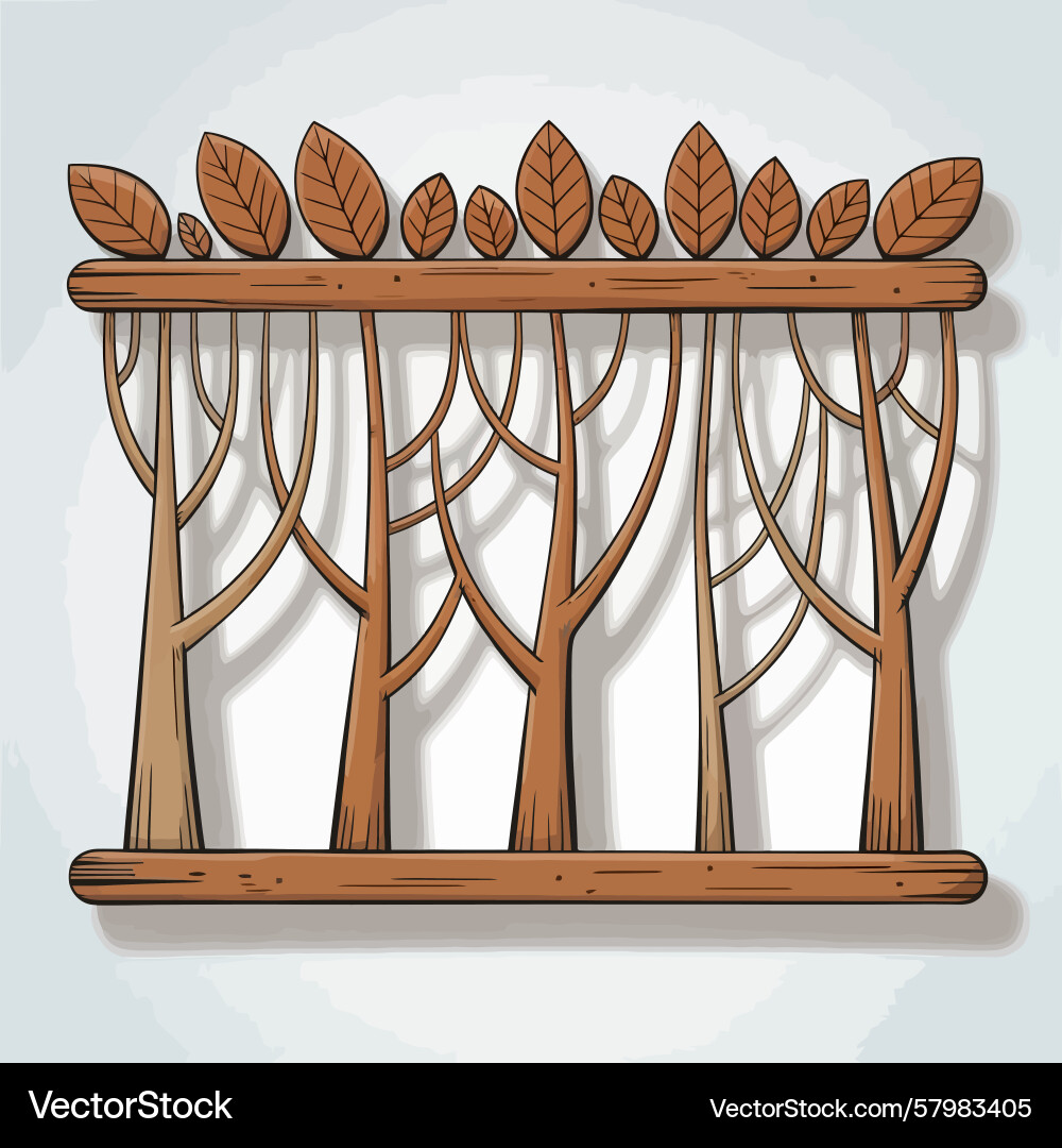 A wooden shelf with row of trees Vector Image