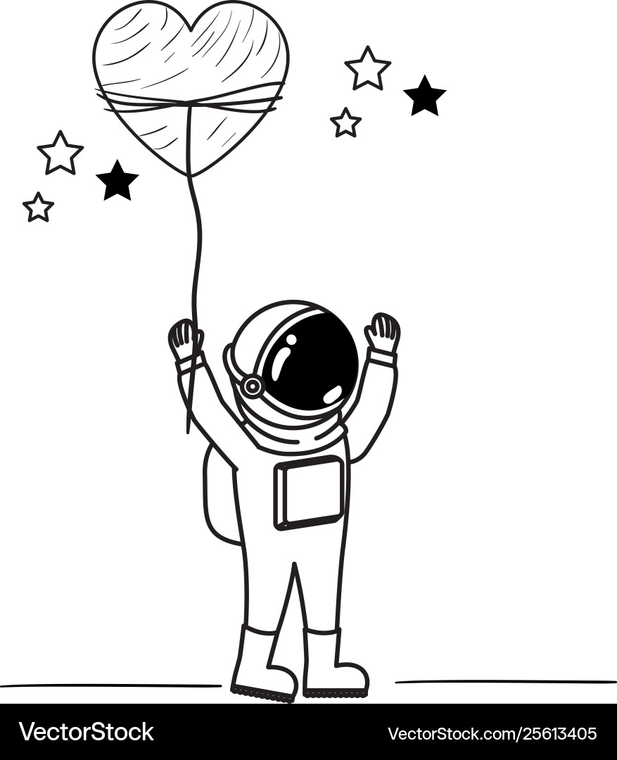 Astronaut with spacesuit and heart in white vector image