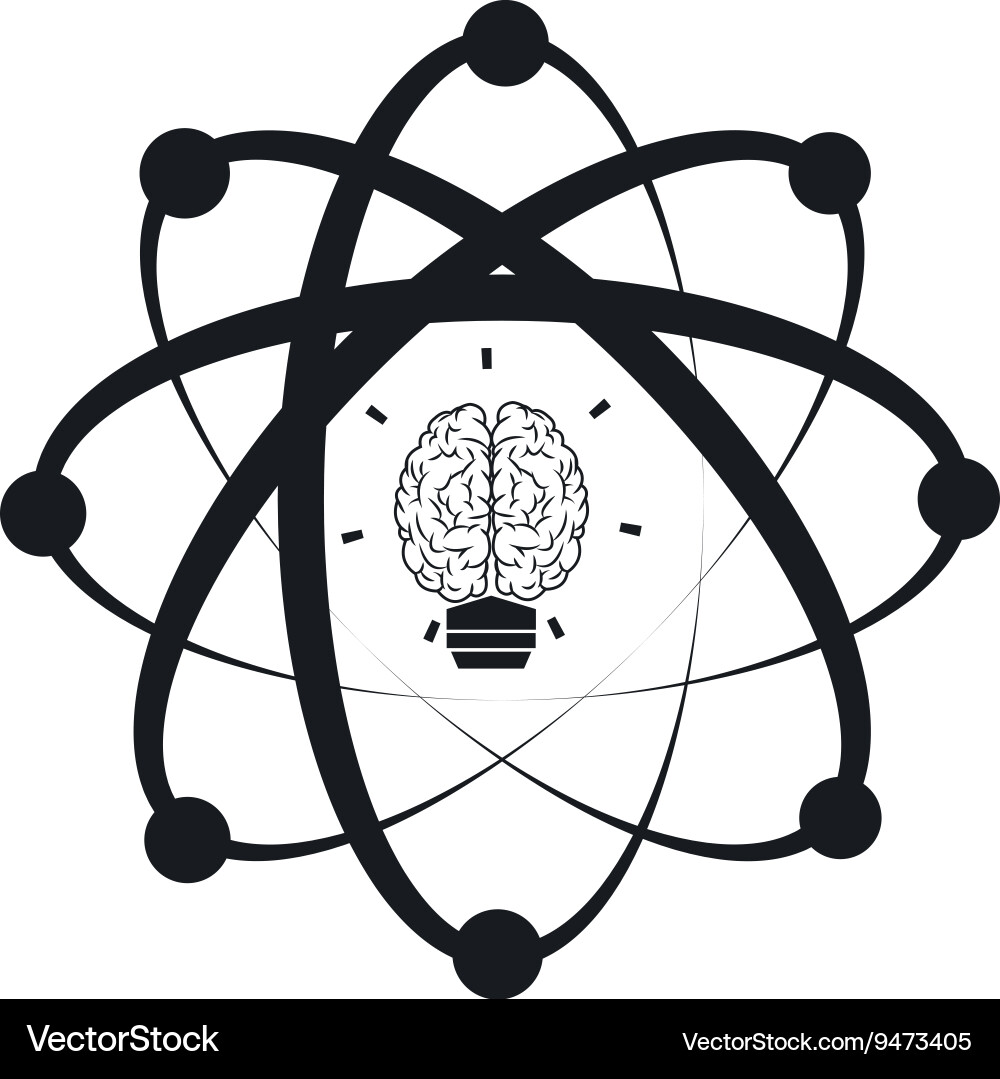 Atom with brain icon vector image
