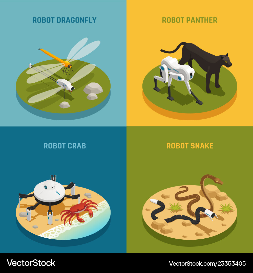 Bio robots isometric design concept Bio robots isometric design concept vector image