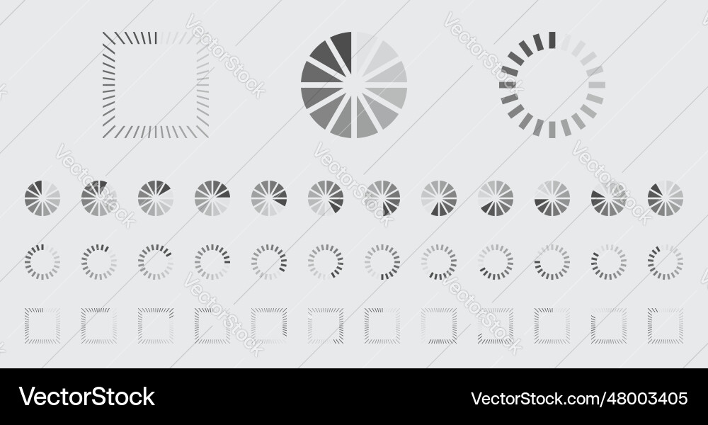 Circular Loading-Puffering-Symbole Set Circular Loading-Puffering-Symbole Set vektorbild
