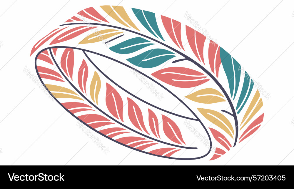 Elegant feather ring with intricate patterns vector image