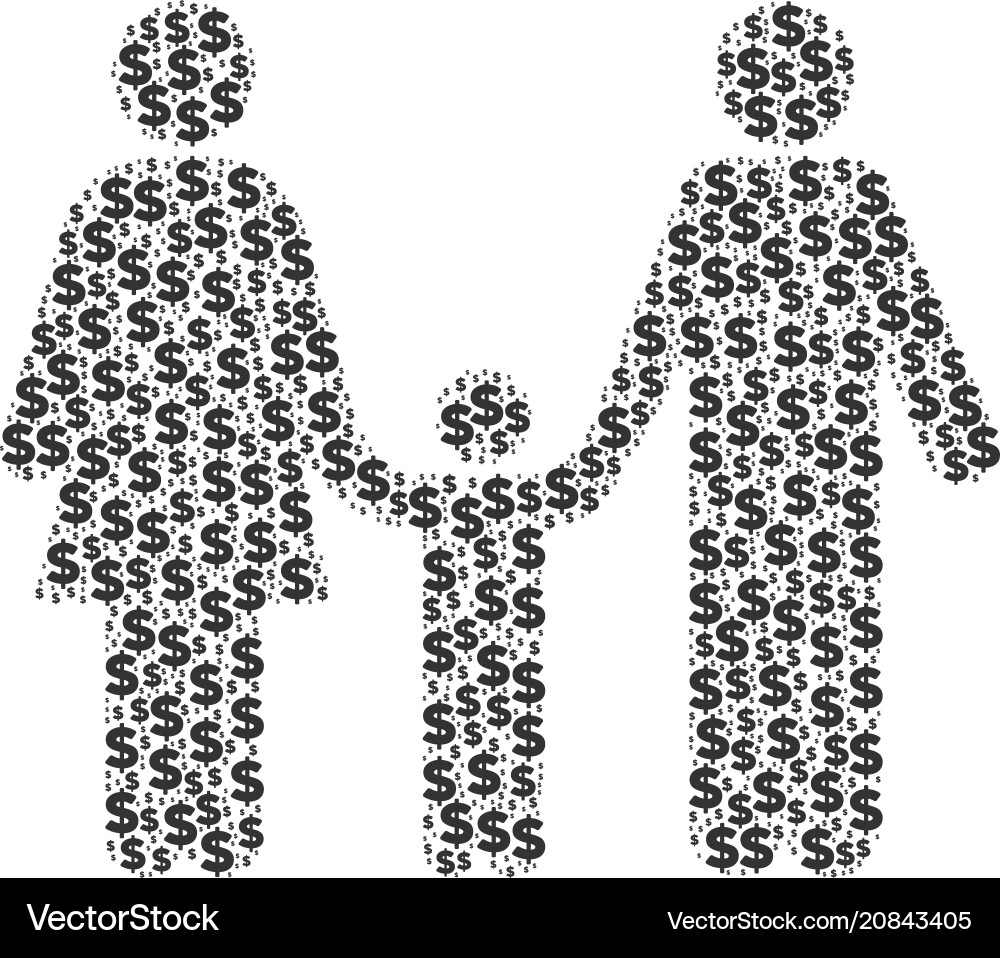 Family child composition of dollar and dots Family child composition of dollar and dots vector image