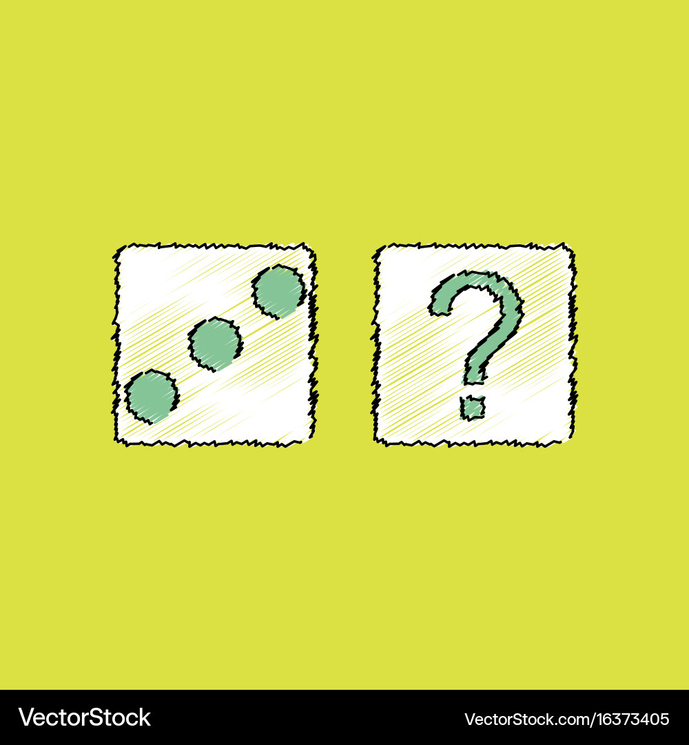 Flat shading style icon dice and question mark vector image