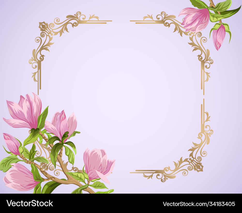Frame with magnolia on a colored background Frame with magnolia on a colored background vector image
