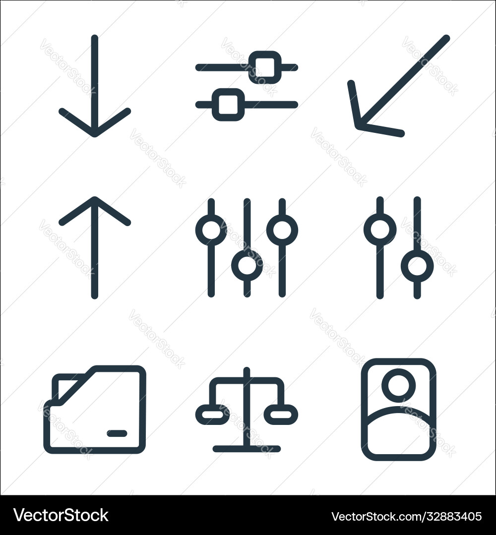 Interface line icons linear set quality Interface line icons linear set quality vector image