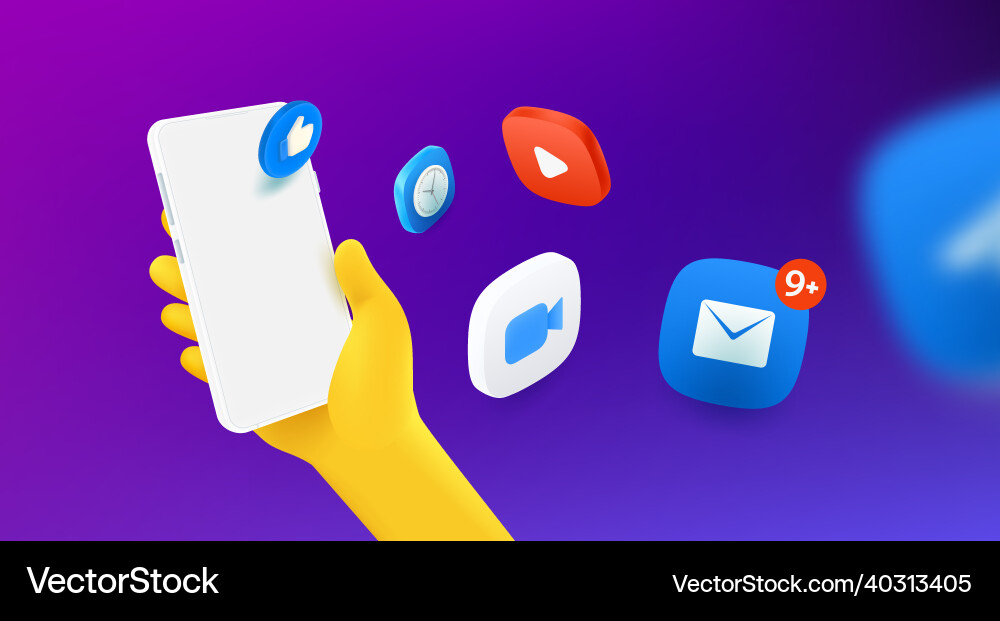 Man using mobile applications via modern vector image