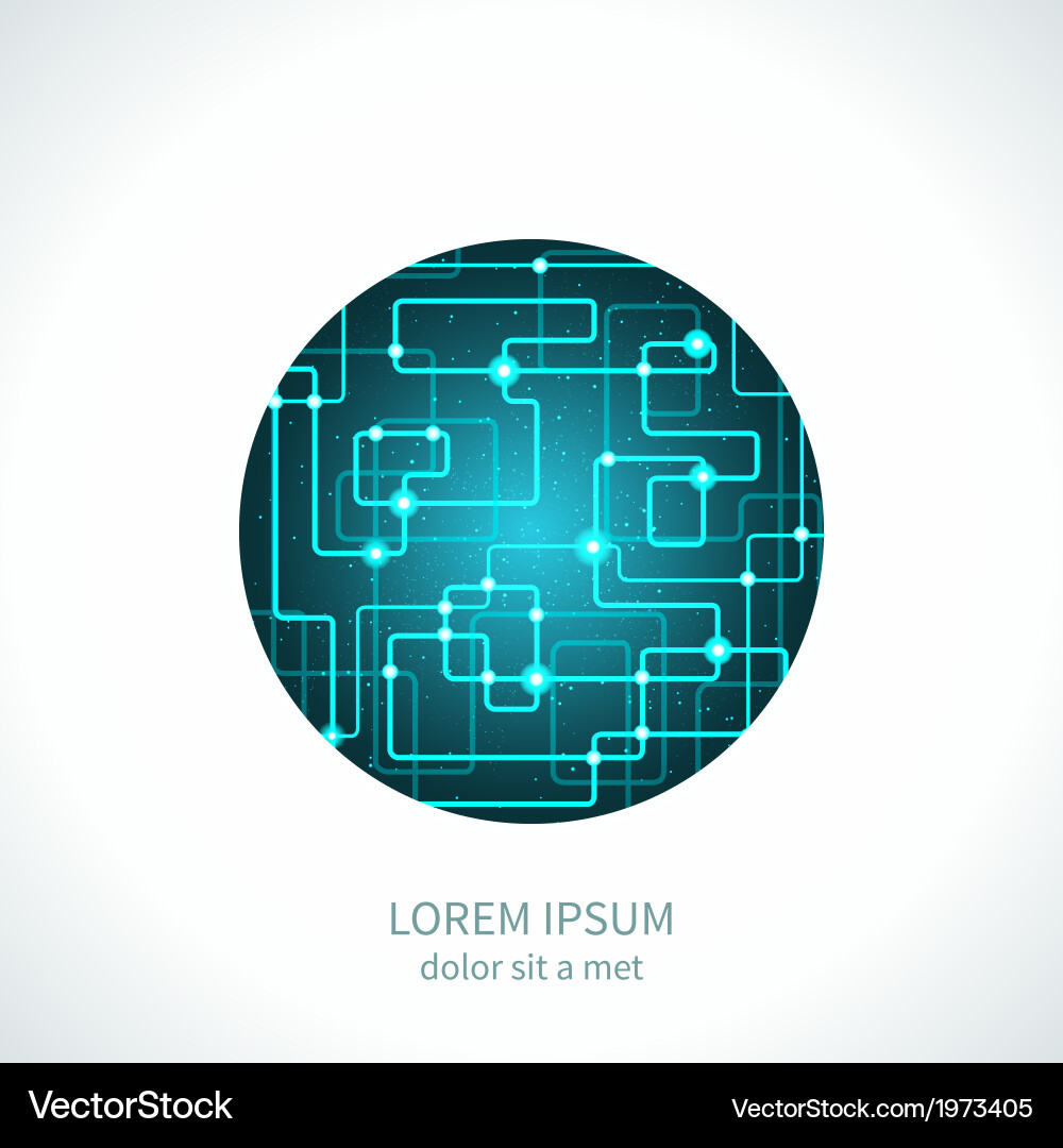 Modern Microchip Circuit Background Vector Image