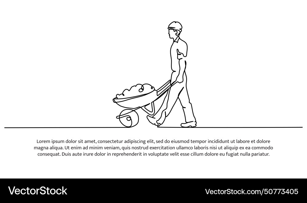 One line continuous of contractor brings Vector Image