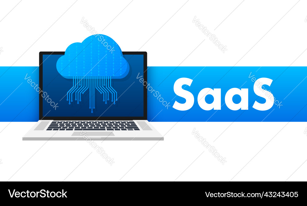 Saas - software as a service cloud device Vector Image