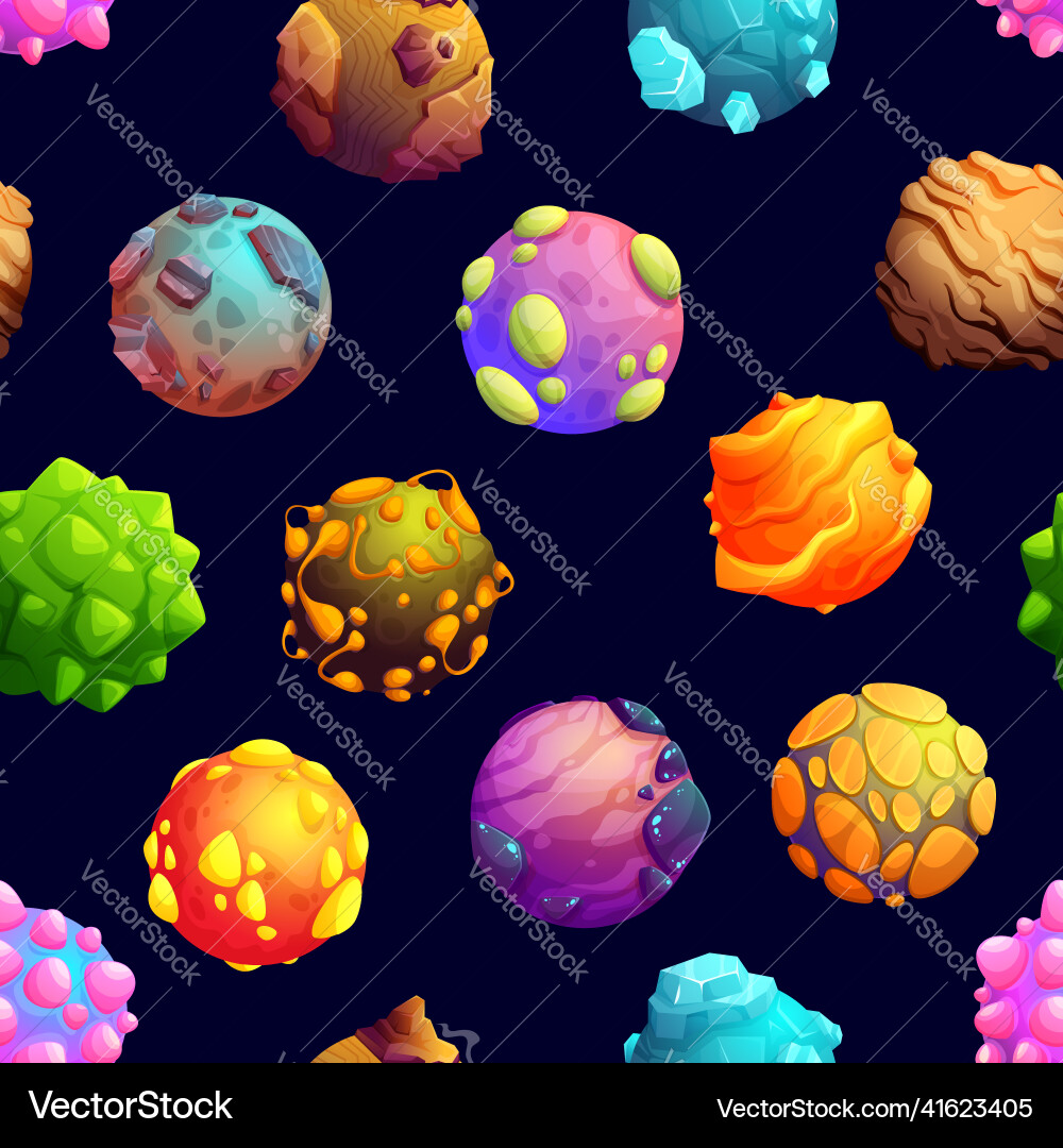 Seamless pattern of galaxy space planets Vector Image