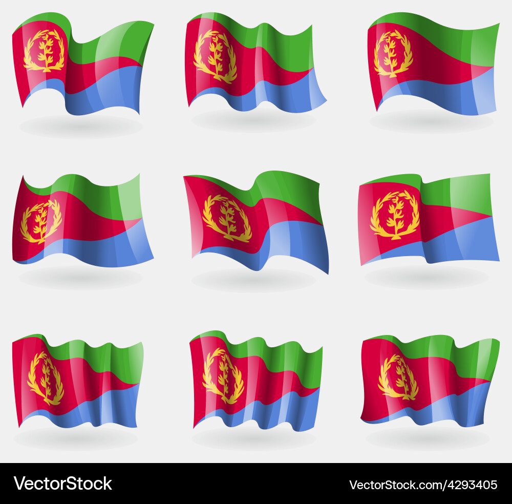 Set aus eritrea Flaggen in der Luft Vektorbild