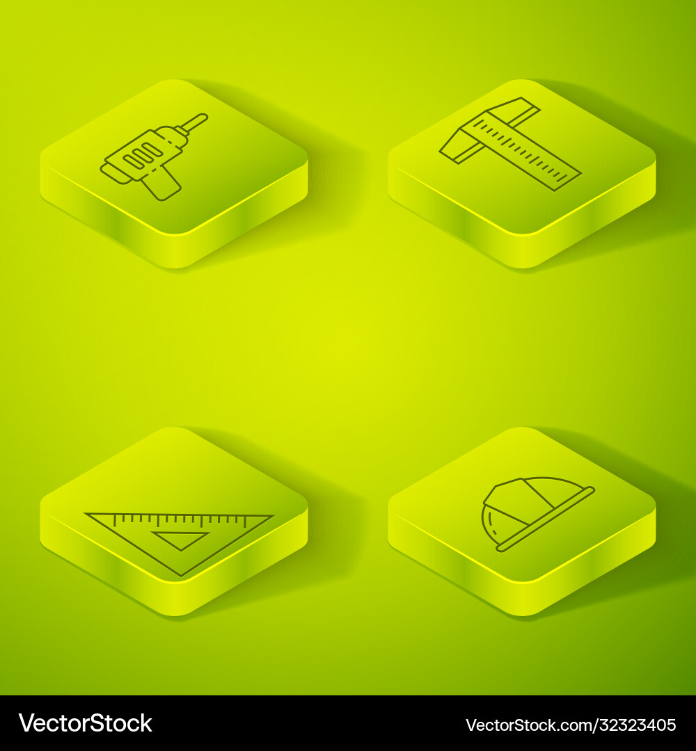 Set isometric t-square line triangular ruler Set isometric t-square line triangular ruler vector image