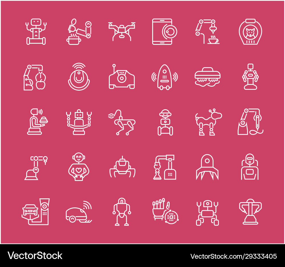 Set line icons robots Set line icons robots vector image