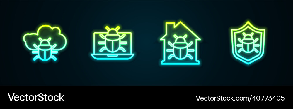 Set line system bug on a cloud monitor house Set line system bug on a cloud monitor house vector image