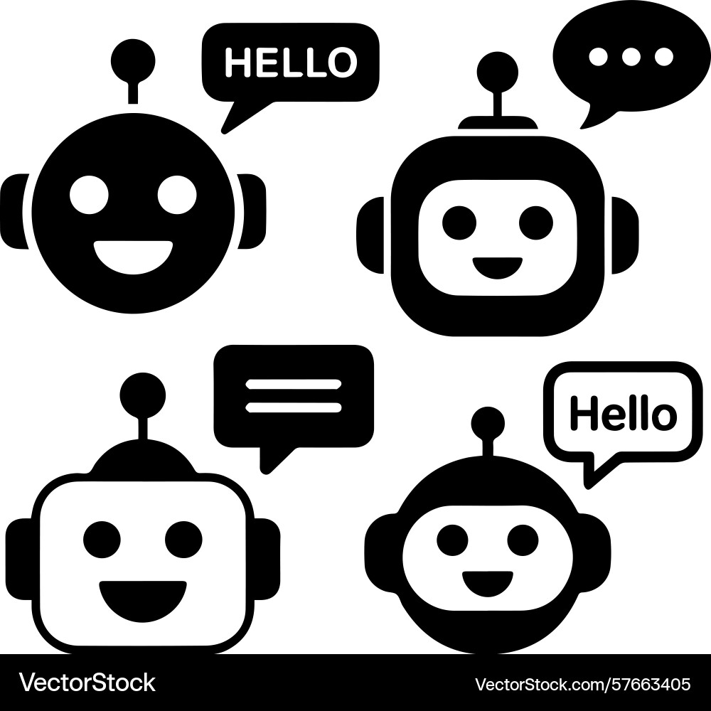 Set of robot faces with antennas and smiling Set of robot faces with antennas and smiling vector image