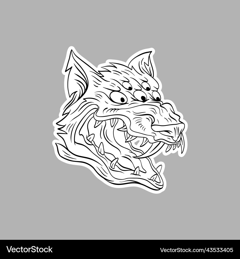 Surrealistische Wolf Kopf Sticker Phantasie Tier Conce Surrealistische Wolf Kopf Sticker Phantasie Tier Conce vektorbild