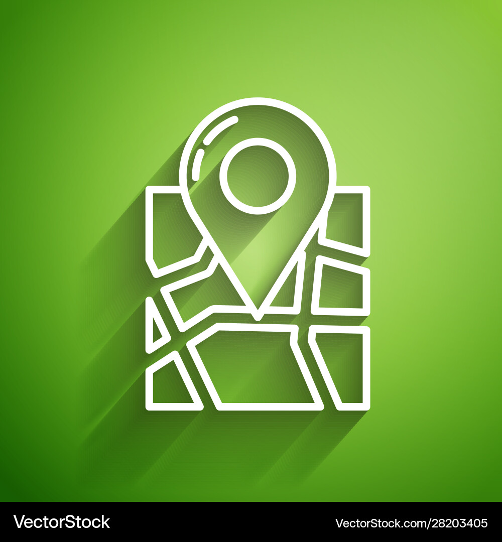 White line folded map with location marker icon White line folded map with location marker icon vector image