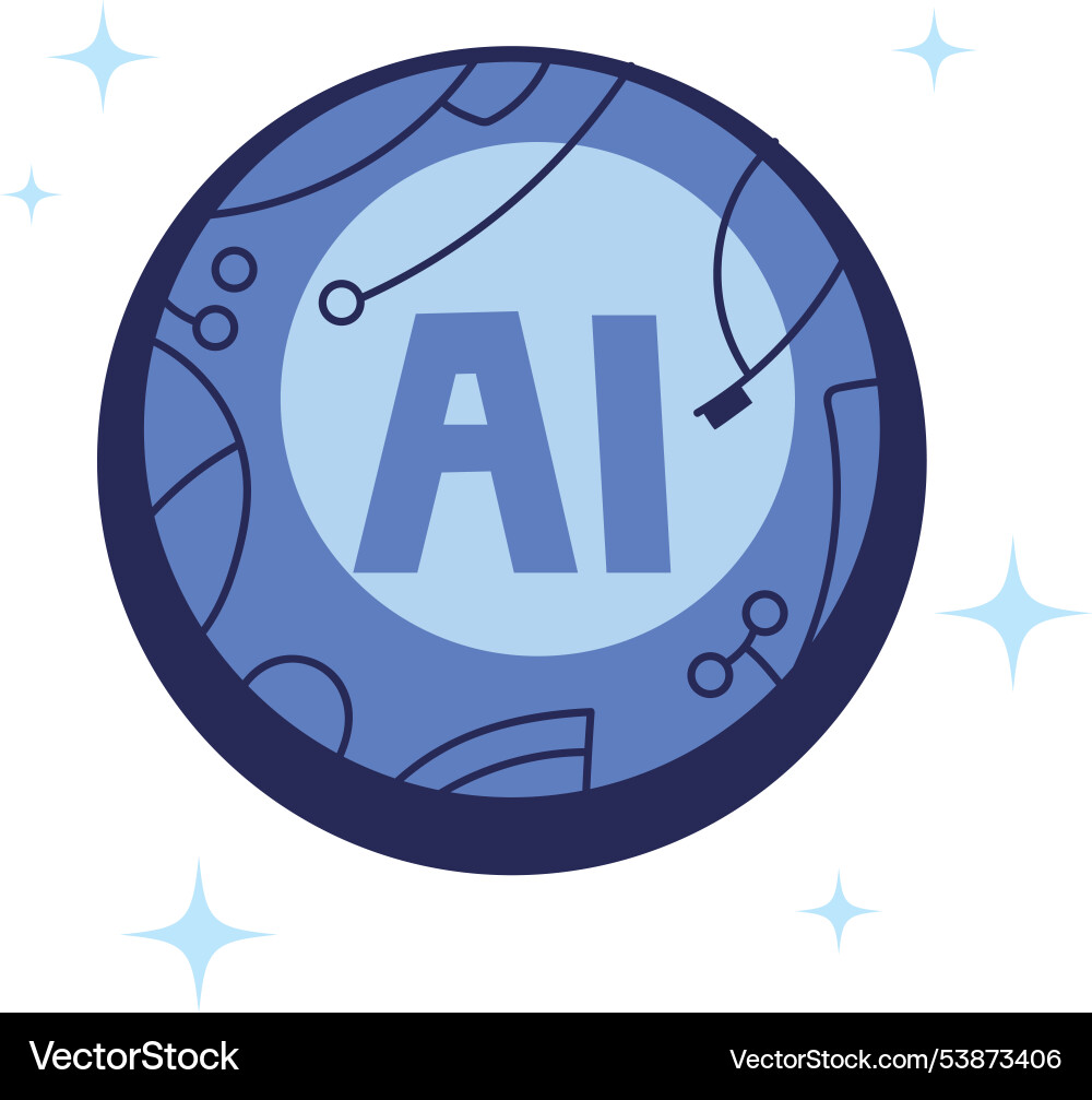 Ai chip technology processor Royalty Free Vector Image