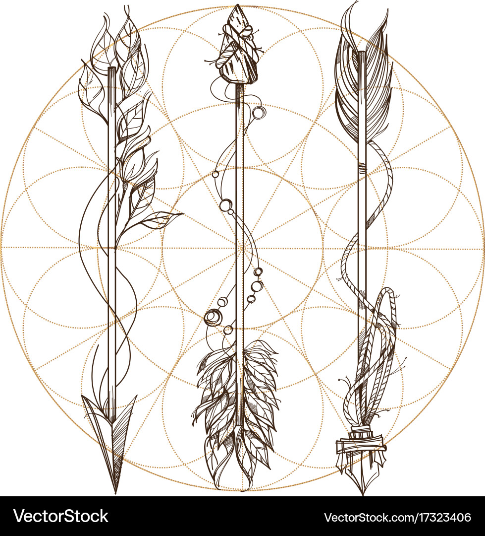 Arrows a set of elements in the style boho vector image