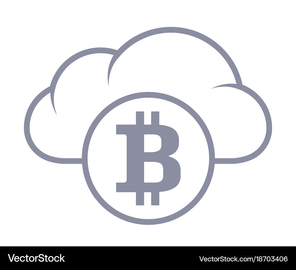 Bitcoin in cloud sync and storage line style Vector Image