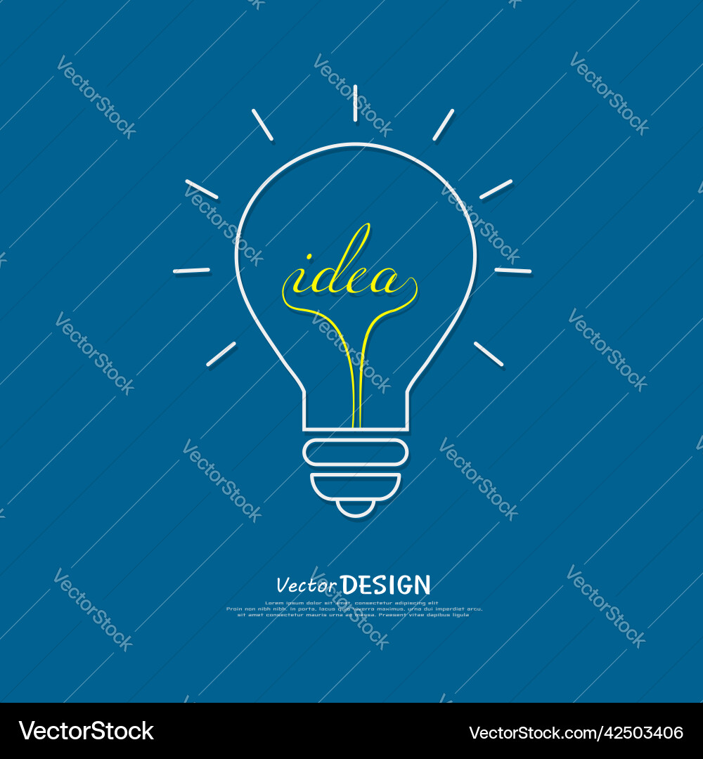 Bulb light idea on blue background the concept Vector Image