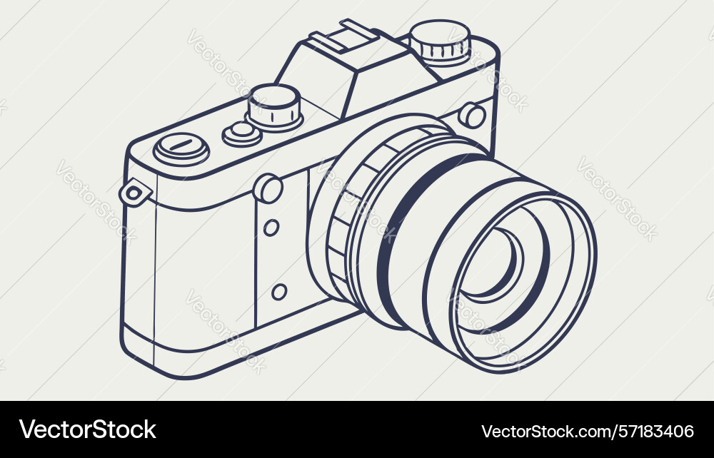 Classic analog camera detailed design generative vector image
