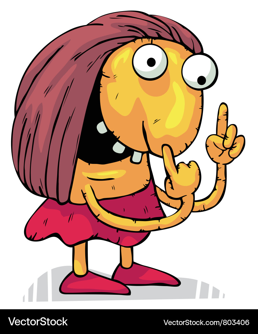 Crazy Witch Pointing with Exaggerated Features Vector Image